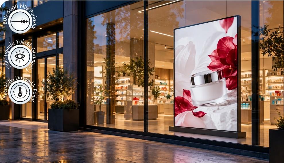 Vitrin ve semi outdoor katalog uygulama g&ouml;rseli